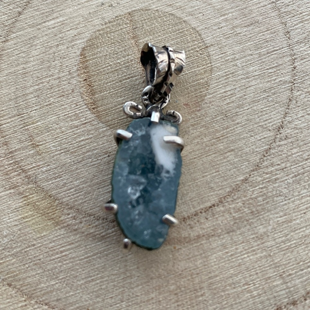 Geoda pendant necklace 925 Sterling Silver natural stone Made in Mexico